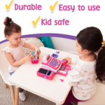 Pretend Play Store Cash Register for Kids - STEM Toy with Groceries, Mic Speaker, Play Money | Perfect Girls' Toy - Image 2