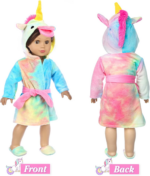 "Rainbow Unicorn Doll Costume Set with Matching Sleeping Bag - Perfect for 18 Inch Dolls!" - Image 3
