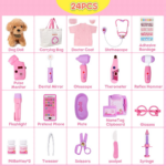 "Deluxe Toy Doctor Kit for Girls - Includes Dog Toy, Stethoscope, and Dress-Up Costume - Perfect Gift for Kids Ages 3-6!" - Image 3