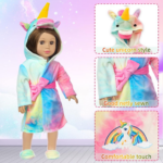 "Rainbow Unicorn Doll Costume Set with Matching Sleeping Bag - Perfect for 18 Inch Dolls!" - Image 4
