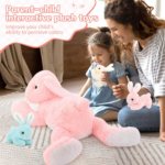 "Adorable 24" Giant Bunny Stuffed Animal Set with 3 Baby Bunnies - Perfect Easter Gift for Kids!" - Image 7
