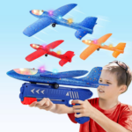 "LED Foam Glider Airplane Launcher - 3 Pack Outdoor Flying Toys for Kids Ages 4-12"
