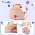 Children's 3-Piece Toy Kitchen Appliance Set with Oven, Toaster, and Stirrer - Khaki - Image 6