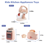 Children's 3-Piece Toy Kitchen Appliance Set with Oven, Toaster, and Stirrer - Khaki - Image 7