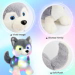 "Glowing  LED Plush Husky: Light-Up Stuffed Animal Dog for Kids, Gray, 12''" - Image 5