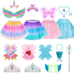 "Enchanted Fairy and Mermaid Princess Dress-Up Trunk - 19 Piece Pretend Play Costume Set for Girls Ages 3-6" - Image 8