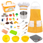 Children's Pretend Play Kitchen Set - 38 Piece Chef Role Playset for Educational Cooking Fun
