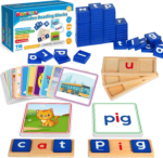 "Interactive Learning Toy Set for Preschoolers - 116Pcs Short Vowel Letters Sorting Spelling Reading Set with Flash Cards, Educational Activities for Boys and Girls Ages 3-5"
