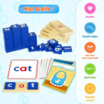 "Interactive Learning Toy Set for Preschoolers - 116Pcs Short Vowel Letters Sorting Spelling Reading Set with Flash Cards, Educational Activities for Boys and Girls Ages 3-5" - Image 4