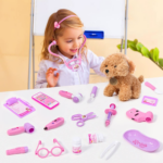 "Deluxe Toy Doctor Kit for Girls - Includes Dog Toy, Stethoscope, and Dress-Up Costume - Perfect Gift for Kids Ages 3-6!" - Image 6
