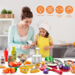 "Ultimate Kids Kitchen Playset: 52Pc Pretend Play Accessories with Stainless Steel Cookware, Play Food, and Cuttable Toy Food - Perfect Gift for Boys and Girls" - Image 2