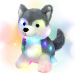 "Glowing  LED Plush Husky: Light-Up Stuffed Animal Dog for Kids, Gray, 12''"