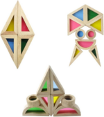 "Rainbow Stacker Building Blocks Set - Educational Wooden Toys for Kids" - Image 7