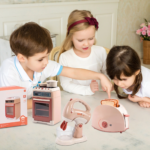 Children's 3-Piece Toy Kitchen Appliance Set with Oven, Toaster, and Stirrer - Khaki - Image 2