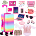 "Doll Travel Adventure Set for 18-Inch Dolls - Includes Suitcase, Clothes, Accessories, and More!" - Image 2