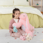 "Adorable 24" Giant Bunny Stuffed Animal Set with 3 Baby Bunnies - Perfect Easter Gift for Kids!" - Image 4