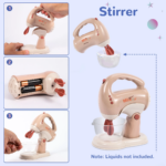 Children's 3-Piece Toy Kitchen Appliance Set with Oven, Toaster, and Stirrer - Khaki - Image 5