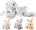 "Adorable 24" Giant Bunny Stuffed Animal Set with 3 Baby Bunnies - Perfect Easter Gift for Kids!" - Image 19