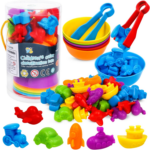 "Rainbow Transport Counting Game for Preschoolers: Educational Fine Motor Skills Activity Set"