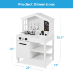 Farmhouse Play Kitchen Toy for Kids with Chalkboard, Storage Shelves, and 5 Accessories - White - Image 7