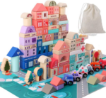 "City Construction Wooden Building Blocks Set - Educational Toddler Toy for 3+ Year Olds"