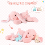 "Adorable 24" Giant Bunny Stuffed Animal Set with 3 Baby Bunnies - Perfect Easter Gift for Kids!" - Image 2