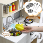 Wooden Pretend Play Kitchen Set for Kids - Interactive Toy Kitchen Playset - Image 5