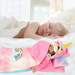"Rainbow Unicorn Doll Costume Set with Matching Sleeping Bag - Perfect for 18 Inch Dolls!" - Image 6