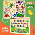 "Double-Sided Magnetic Dinosaur Maze & Alphabet Puzzle Board - Educational Toy for Preschoolers!" - Image 2