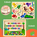 "Double-Sided Magnetic Dinosaur Maze & Alphabet Puzzle Board - Educational Toy for Preschoolers!" - Image 5