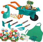 "Kids Gardening Adventure Set with Wheelbarrow, Apron, and More - Educational STEM Learning Toys for Outdoor Fun!"