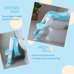 "Kids Potty Training Chair with Step Stool - Height Adjustable Toilet Seat for Boys and Girls, Blue-White" - Image 4