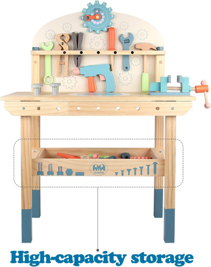 "Kids Wooden Tool Bench Workshop with Tools Set - Fun Construction Toy for Boys and Girls Ages 3-5" - Image 4