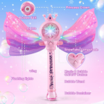 "Magical LED Bubble Wand Set for Girls: Light, Music, and Endless Bubbles! Perfect Outdoor Party Toy and Birthday Gift for Girls Ages 3-8" - Image 6