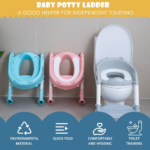 "Kids Potty Training Chair with Step Stool - Height Adjustable Toilet Seat for Boys and Girls, Blue-White" - Image 7
