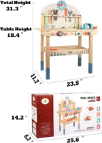 "Kids Wooden Tool Bench Workshop with Tools Set - Fun Construction Toy for Boys and Girls Ages 3-5" - Image 6