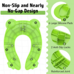 "Foldable Non-Slip Potty Training Seat for Toddler Travel - Cute Green Frog Design with Drawstring Bag" - Image 3