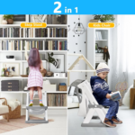 " 2-In-1 Toddler Potty Seat with Step Stool - Grey" - Image 4