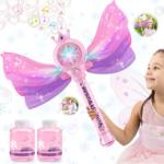 "Magical LED Bubble Wand Set for Girls: Light, Music, and Endless Bubbles! Perfect Outdoor Party Toy and Birthday Gift for Girls Ages 3-8"