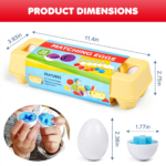 Color Shape Matching Eggs Educational Toy Set for Toddlers with Egg Box - Preschool Learning and Sorting Activity - Easter and Christmas Gift for Kids Ages 3-6+ - Image 6