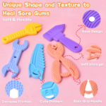 "Silicone Molar Teether Chew Toys Set for Baby - Soft Textures, BPA Free - 5-Pack Gift Set" - Image 4