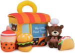 "Adorable  Baby Play Soft Collection Food Truck Plush Playset - Perfect Sensory Toy for Babies!"