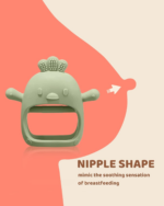 "Silicone Teething Mitten Set for Babies - BPA Free, Anti-Dropping Wrist Teethers (Green & Caramel)" - Image 2