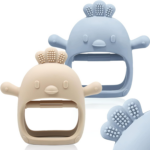 "Silicone Teething Mitten Set for Babies - BPA Free, Anti-Dropping Wrist Teethers (Green & Caramel)" - Image 10