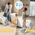 " 2-In-1 Toddler Potty Seat with Step Stool - Grey" - Image 5