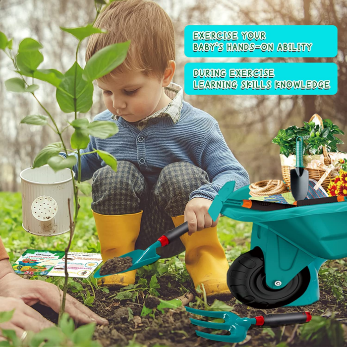 "Kids Gardening Adventure Set with Wheelbarrow, Apron, and More - Educational STEM Learning Toys for Outdoor Fun!" - Image 7