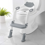 " 2-In-1 Toddler Potty Seat with Step Stool - Grey" - Image 11