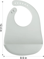"Ultra Lightweight Waterproof Silicone Baby Bibs - 3 Pack | Adjustable Soft Feeding Bibs with Food Catcher Pocket" - Image 3
