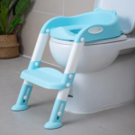 "Kids Potty Training Chair with Step Stool - Height Adjustable Toilet Seat for Boys and Girls, Blue-White"