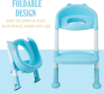 "Kids Potty Training Chair with Step Stool - Height Adjustable Toilet Seat for Boys and Girls, Blue-White" - Image 3